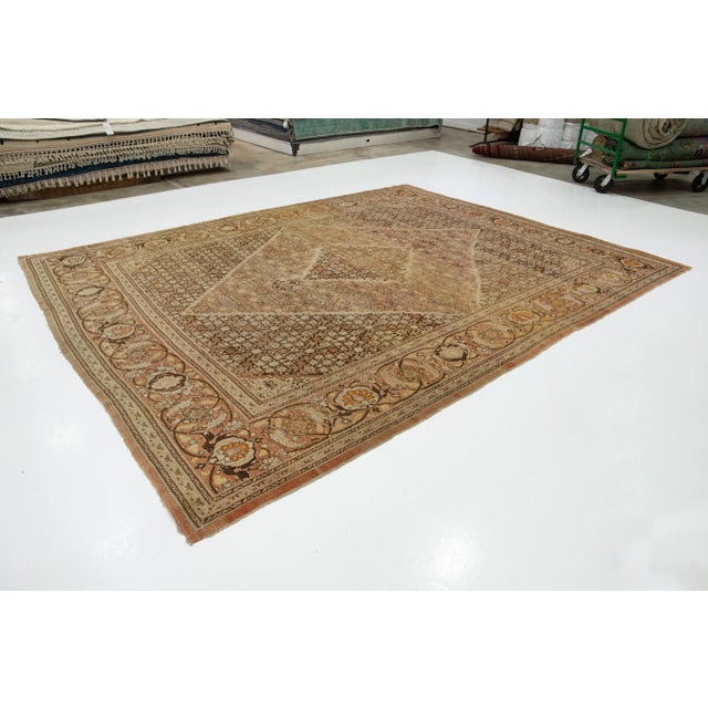 Room Size Antique Persian Tabriz Designed Wool Rug in Brown From the 1900s For Sale - Image 4 of 10