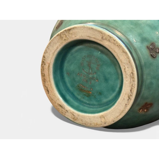 Green Wilhelm Kage, Green Ceramic, Argenta Vase, Sweden, 1930s For Sale - Image 8 of 8