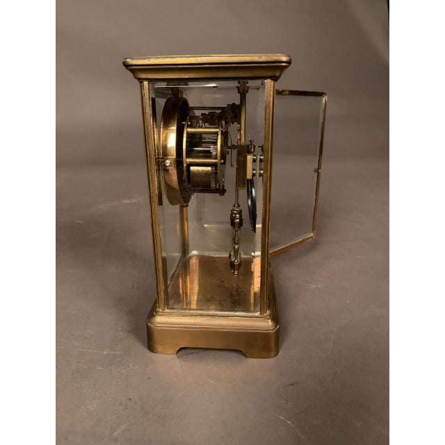 Late 19th Century French Crystal Regulator Clock With Brass Case, Circa 1890 For Sale - Image 4 of 17