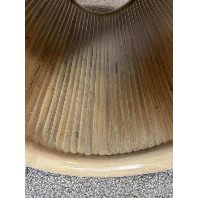 Vintage Coastal Bamboo Reed Coffee Table Modern Scroll Shaped For Sale - Image 10 of 11
