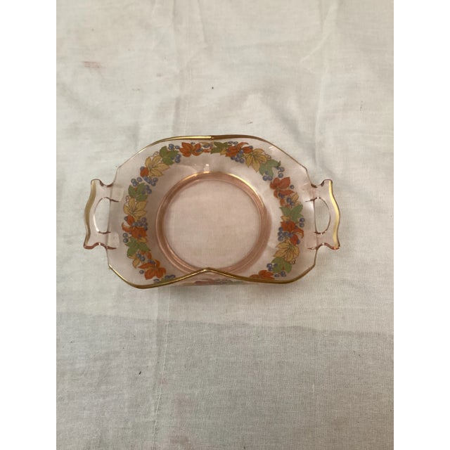 Traditional 1920s Imperial Depression Relish Glass Nuart Bowl, Pink With Gold Trim For Sale - Image 3 of 5