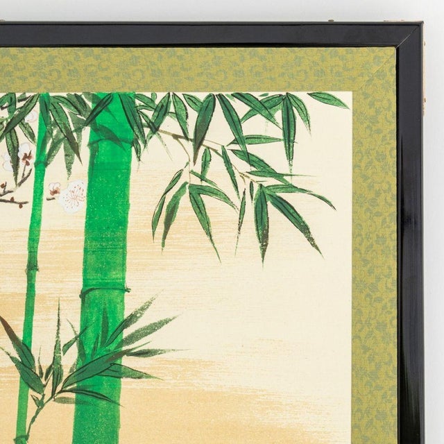 Japanese Japanese Bamboo & Orchids 4-Panel Byobu Screen For Sale - Image 3 of 5