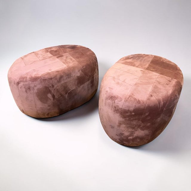 Hollywood Regency Las Vegas Velvet Pouf Ottomans For Sale - Image 3 of 4