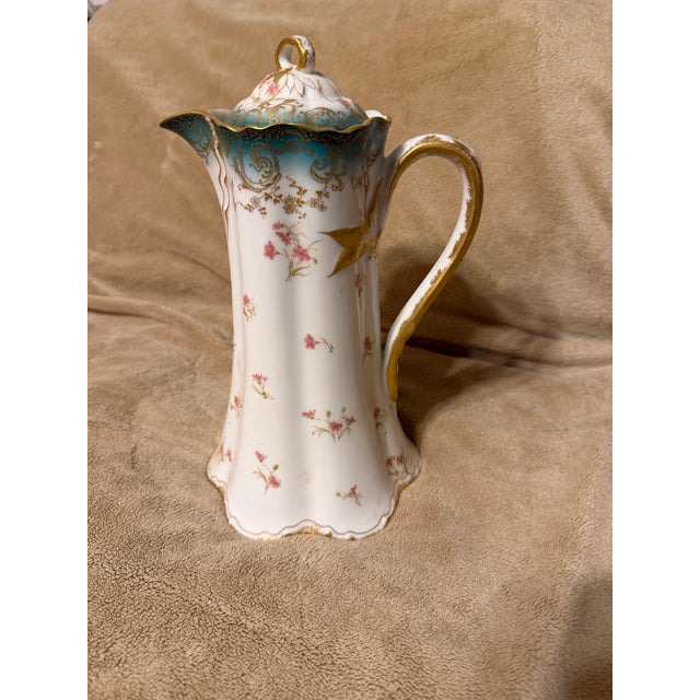 Haviland & Co. Antique Haviland Limoges Porcelain Chocolate Teapot For Sale - Image 4 of 6