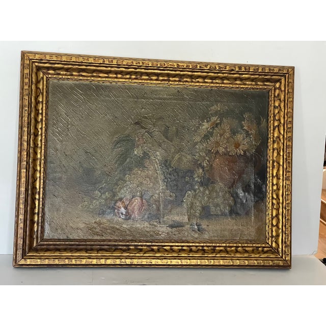 19 Th C German Still Life on Canvas in Gilded Frame For Sale - Image 13 of 16