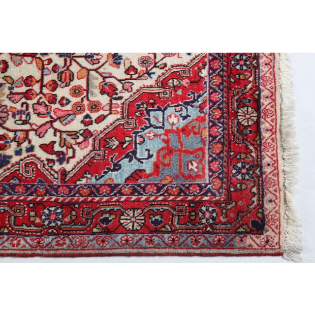 Vintage Persian Tribal Rug With Floral Medallion, Hand-Knotted Wool, Circa Mid-20th Century -3' 4'' X 5' 4'' For Sale - Image 9 of 11