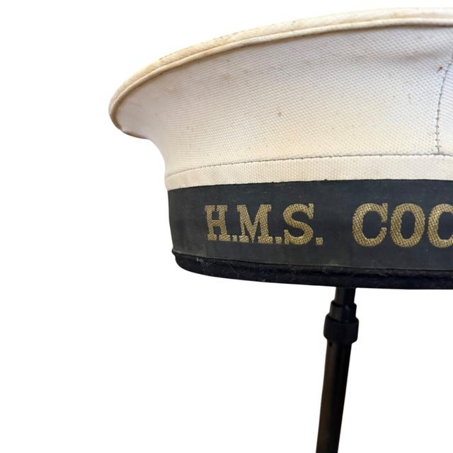 English Authentic Royal Navy HMS Cochrane Nautical Sailor’s Cap For Sale - Image 3 of 11