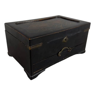 Antique Jewelry Box in Lacquered Wood, 20th Century For Sale