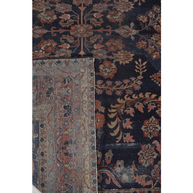 Blue Antique Oriental Rug 9' X 11'5 For Sale - Image 8 of 8
