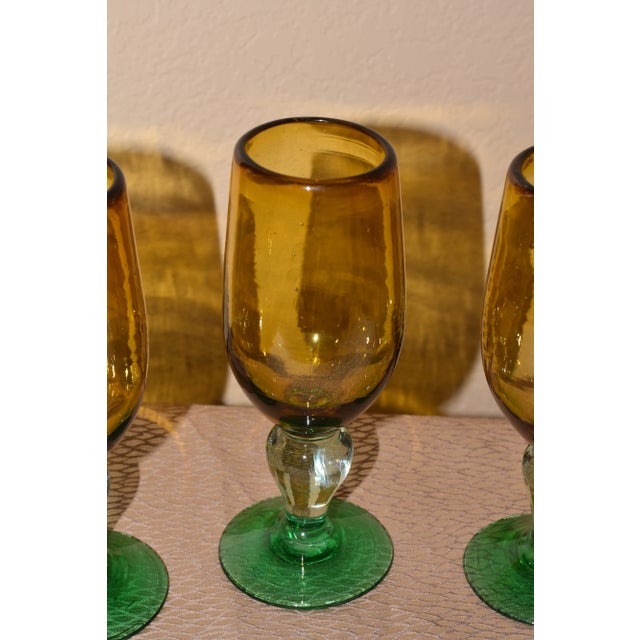 1980s Hand Blown Amber Cocktail Glasses, Made in Mexico- Set of 4 For Sale - Image 4 of 6