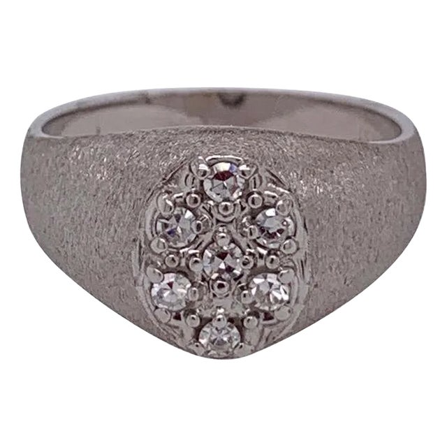 14 Karat White Gold Brushed Finish Diamond Cluster Fashion Ring 1.50 Tdw For Sale