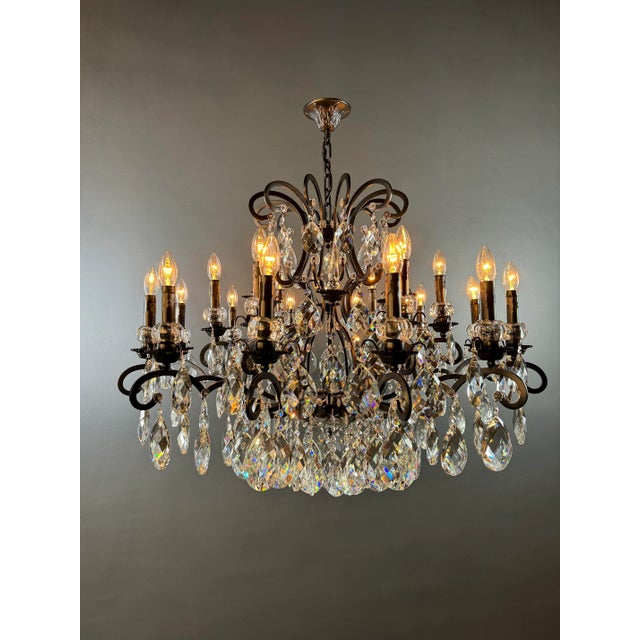 Art Deco 21st Century Art Nouveau Style Black Modern Crystal Chandelier For Sale - Image 3 of 12