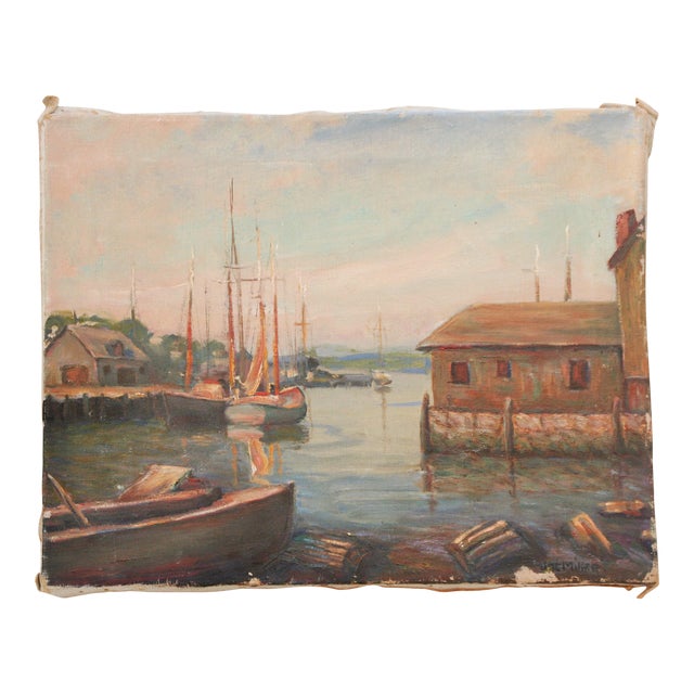 1952 Original Oil Painting of Gloucester Bay Chairish