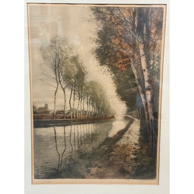 Brown 1970s Henri Jourdain Color Etching in Autumn, Signed For Sale - Image 8 of 12