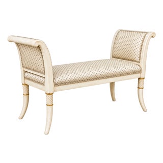 1970s Italian Neo-Classical Style Painted Bench / Ottoman For Sale