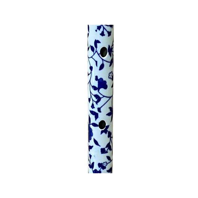 Ceramic Blue White Porcelain Floral Graphic Flute Shape Tube Display Art For Sale - Image 7 of 7