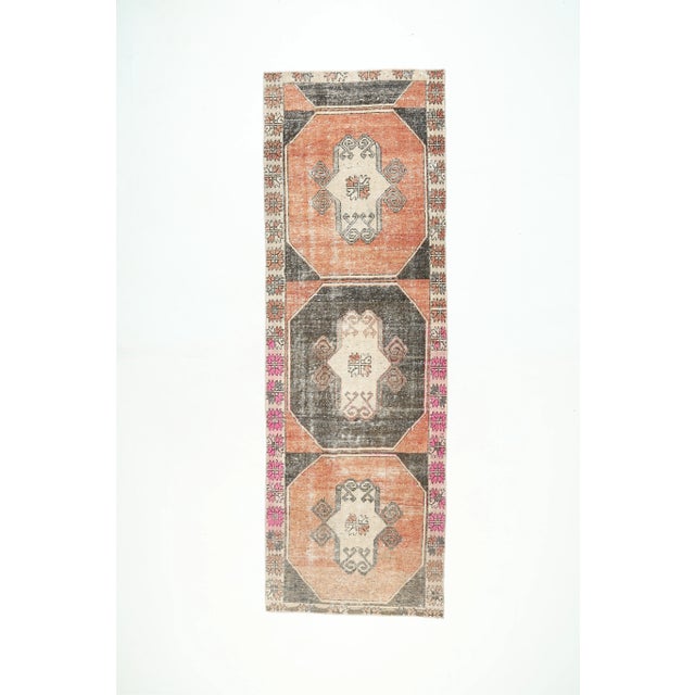 Orange Turkish Wool Hand-Knotted Runner Rug For Sale - Image 8 of 8