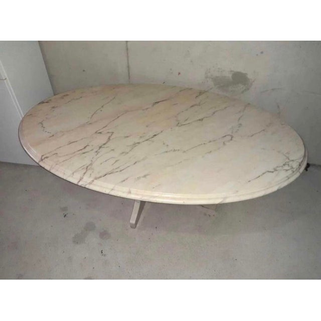 Italian Oval Carrara Marble Coffee Table, 1970s For Sale - Image 9 of 10