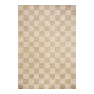Chris Loves Julia x Loloi Calvin Wheat / Ivory 7'-10" x 7'-10" Round Area Rug For Sale