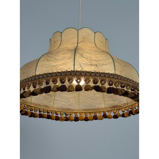 Mid-Century Modern German Cocoon Pendant Lamp with Border Tassels, 1960s For Sale - Image 9 of 14
