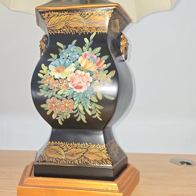 Chelsea House Inc Late 20th Century Chelsea House Neoclassical Black Lacquer Painted Trophy Urn Table Lamps 32" - A Pair For Sale - Image 4 of 12