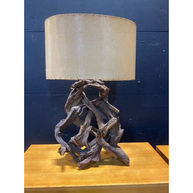 Chestnut Large 1940's Driftwood Table Lamp For Sale - Image 8 of 12