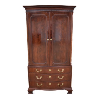 Baker Furniture Chippendale Flame Mahogany Armoire Chest For Sale
