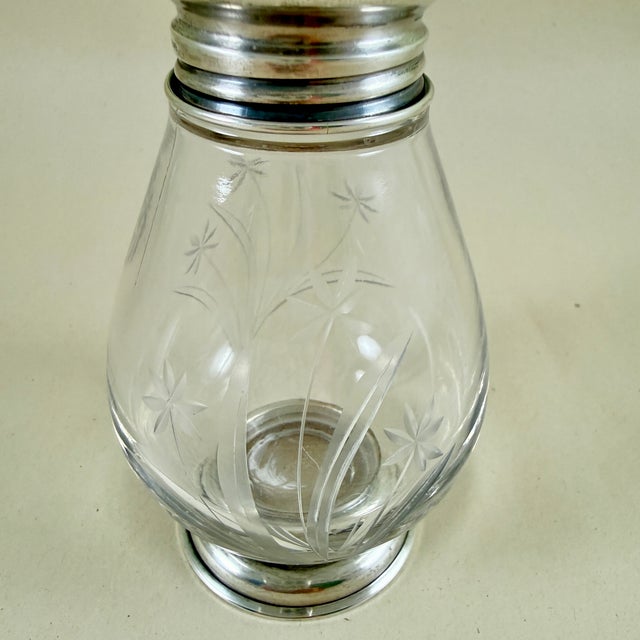 Art Deco Art Deco Era Whiting & Company Sterling Silver & Etched Glass Sugar Castor For Sale - Image 3 of 12