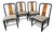 Henredon Style Black Lacquer, Wood, and Brass Side Chairs- Set of 4 For Sale
