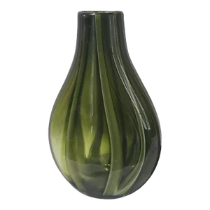 Mid-Century Modern Art Glass Hand Blown Olive Green Vase