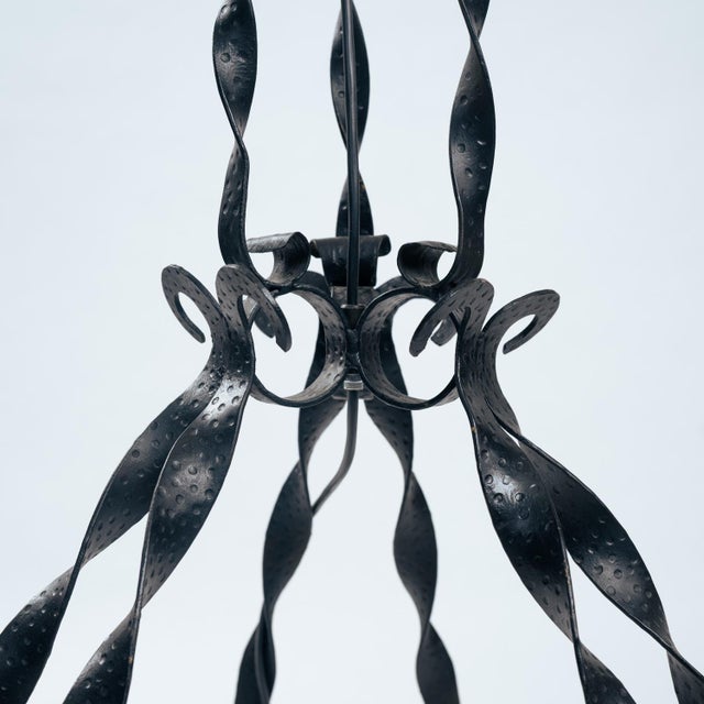 Art Deco Floor Lamp in Wrought Iron and Glass For Sale - Image 3 of 18