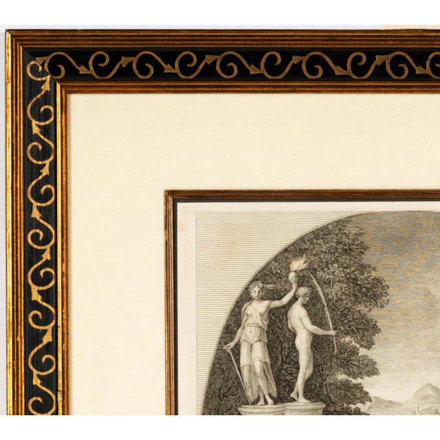 Antique 18th C Neoclassical Engraving Print in Designer Giltwood Frame After Girolamo Macchietti, Italian, 1535-1592,...