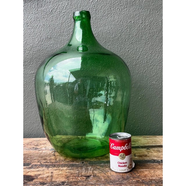 Vintage Green Glass Demijohn Bottle For Sale In West Palm - Image 6 of 14