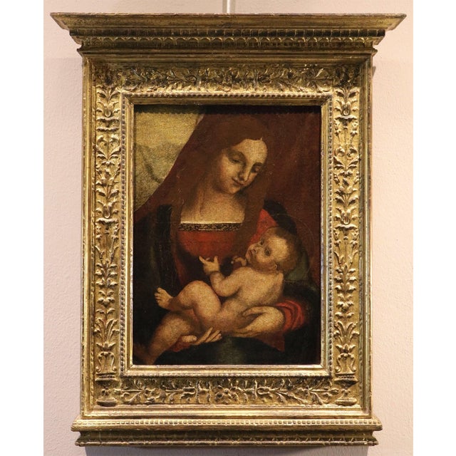 Pittore Leonardesco, Madonna and Child Leonardo-Esque, 1520, Oil on Canvas For Sale - Image 3 of 12