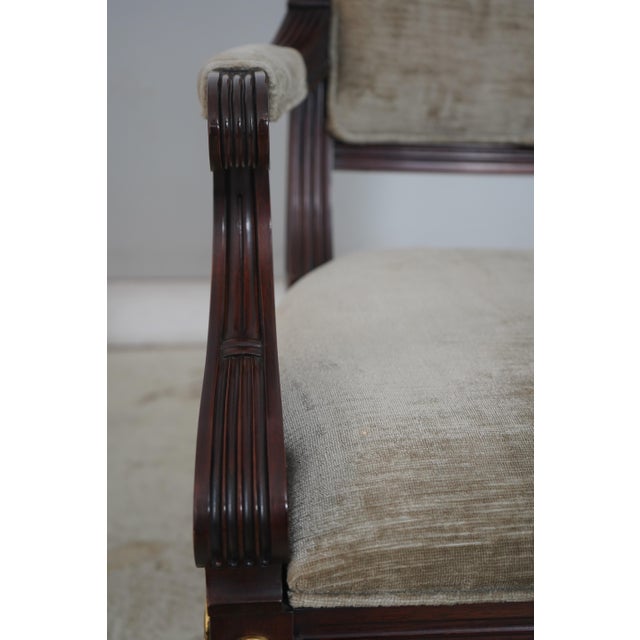 Wood Set of 8 Henkel Harris Model 106 Mahogany & Brass Dining Chairs For Sale - Image 7 of 18