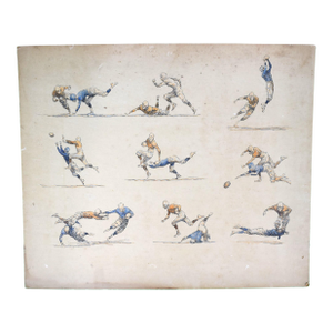 Pen & Ink Drawing of Football Scenes by Paul Brown