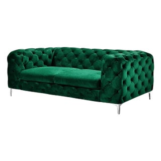 Chester Two-Seater Sofa in Green Velvet by Europa Antiques For Sale