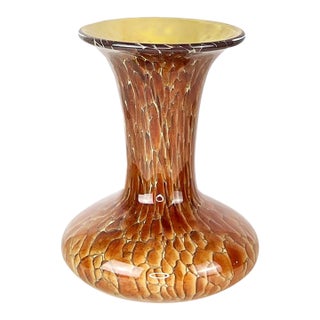 Cohn-Stone Studios Signed Art Glass "Tortoise Shell" Vase - 8" c.2000 For Sale