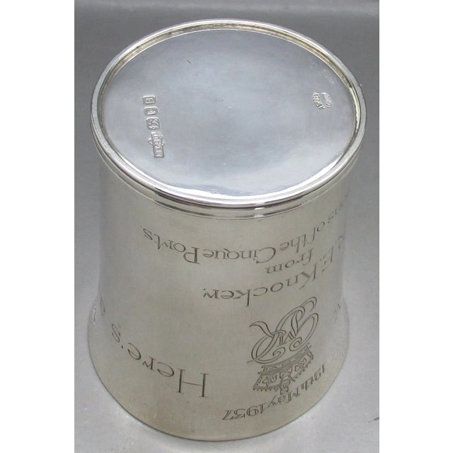 Traditional Asprey & Co. London Sterling Silver 1937 Coronation Beaker Cup Engraved for r.e. Knocker For Sale - Image 3 of 16