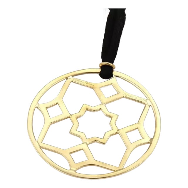 Tiffany & Co. Picasso Zellige 18k Gold Medallion Pendant & Cord Necklace For Sale