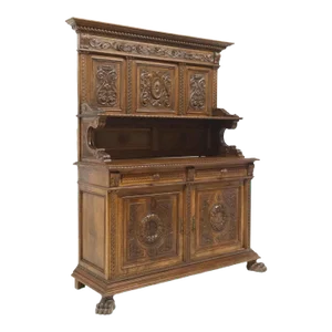 Early 1900's Antique Italian Renaissance Revival Carved Walnut Sideboard!!