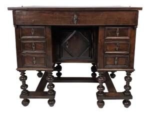 Antique Walnut Kneehole Executive Desk