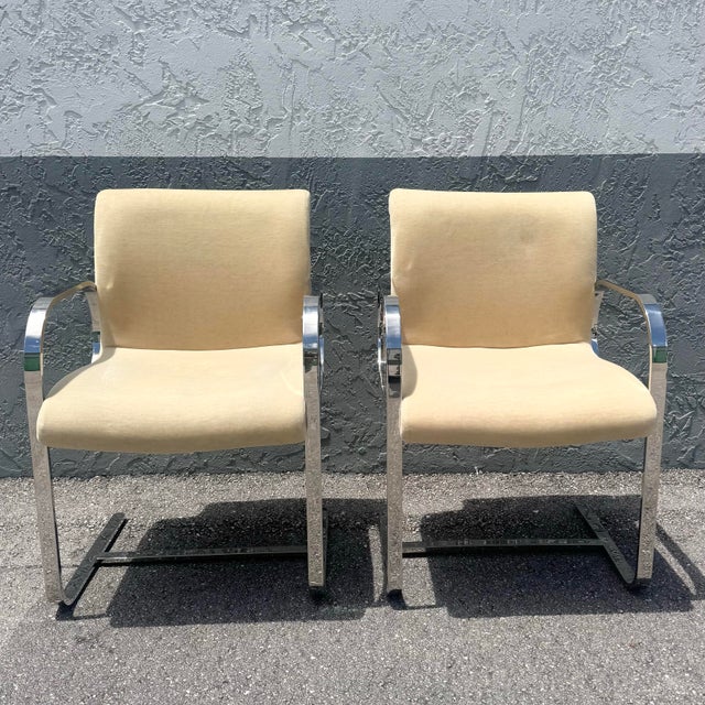 Mid Century Modern Miles Van Der Rohe Brno Style Cantilever Dining Chairs - Set of 4 For Sale In West Palm - Image 6 of 10