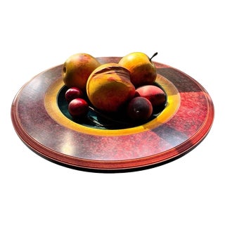 Hand-Turned Wooden Fruit Bowl with Sculptural Fruit from Dennis Hales, 2000s For Sale