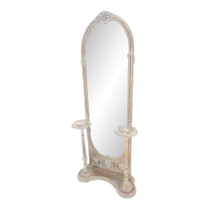 1940s Carved & Gilt Wood Pier Mirror Built in Pedestals Flower Stands