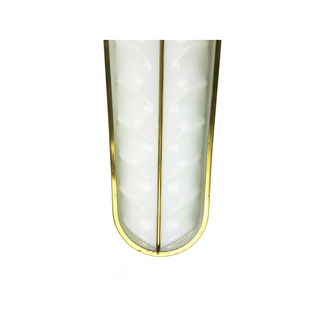 Large White Acrylic Glass, Metal & Brass Wall Lamp from Italian Cinema, 1950s For Sale - Image 4 of 13