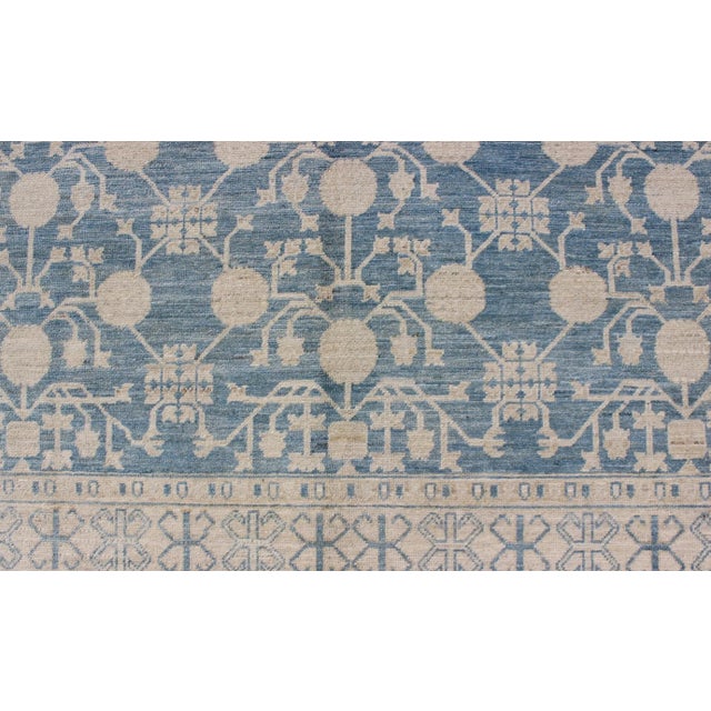 Textile Pomegranate Design Modern Khotan Lt Blue Rug by Keivan Woven Arts 8'7 X 12'5 For Sale - Image 7 of 10
