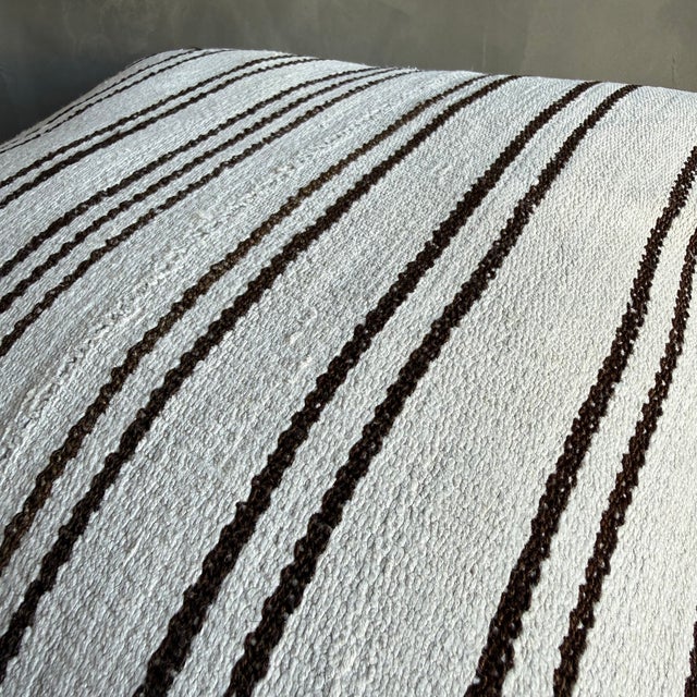 Vintage Rug Pillow Cover With Stripes For Sale - Image 4 of 7