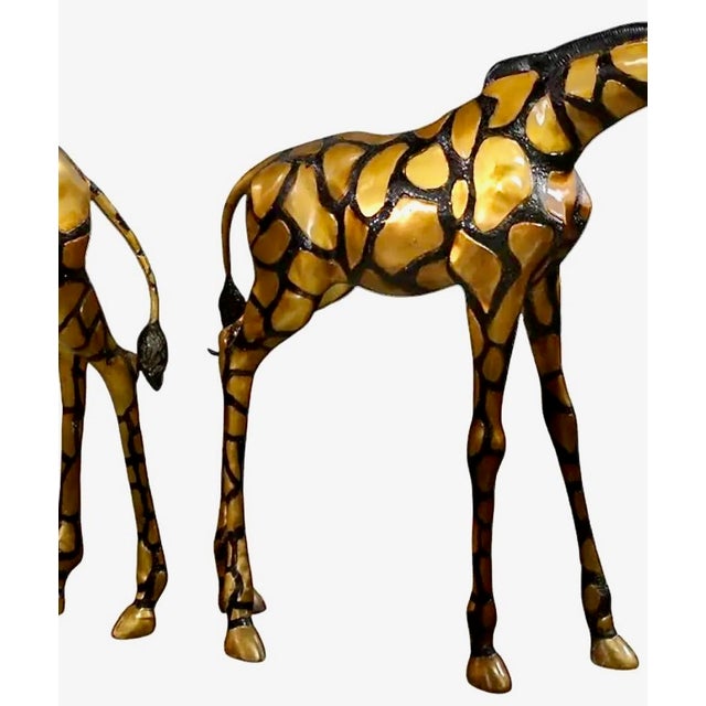 Pair Large Late 20th Century Brass Giraffes, After Sergio Bustamante For Sale - Image 4 of 9
