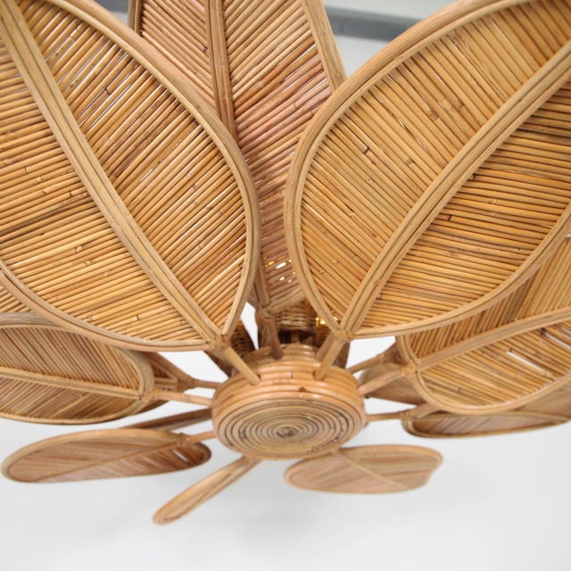 Wood Leaf Rattan Pendant Light For Sale - Image 7 of 15